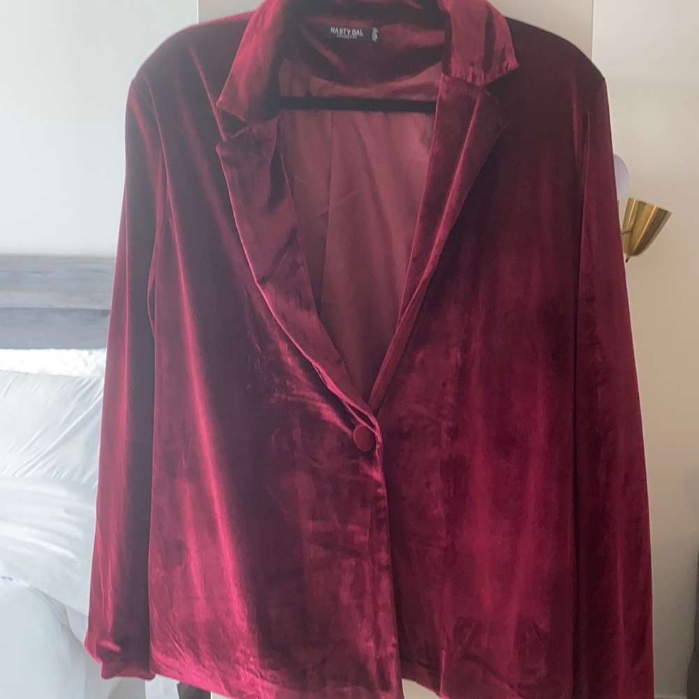NWOT nasty gal red velvet blazer